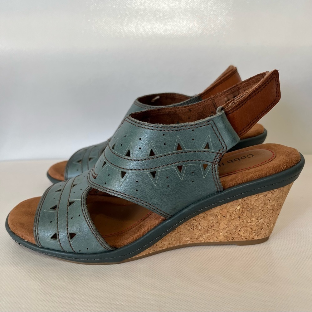 Cobb Hill Janna Perforated Slingback Blue Wedge Sandals